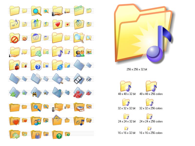 Icon sets of liquid-smooth folder icons to enhance software and web interfaces