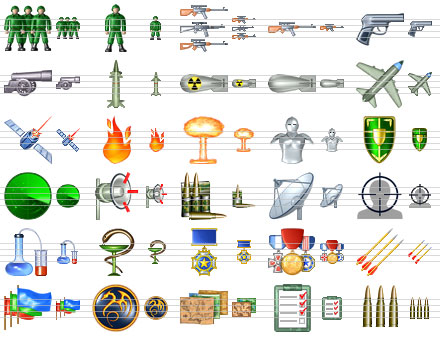 Ready-made royalty-free military icons in raster and vector formats